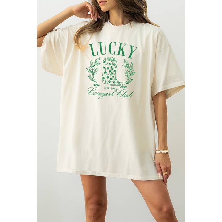 Illustrated Society - Vente T-shirt sérigraphié – femme - T-SHIRT OVERSIZE À MOTIF GRAPHIQUE LUCKY VINTAGE3