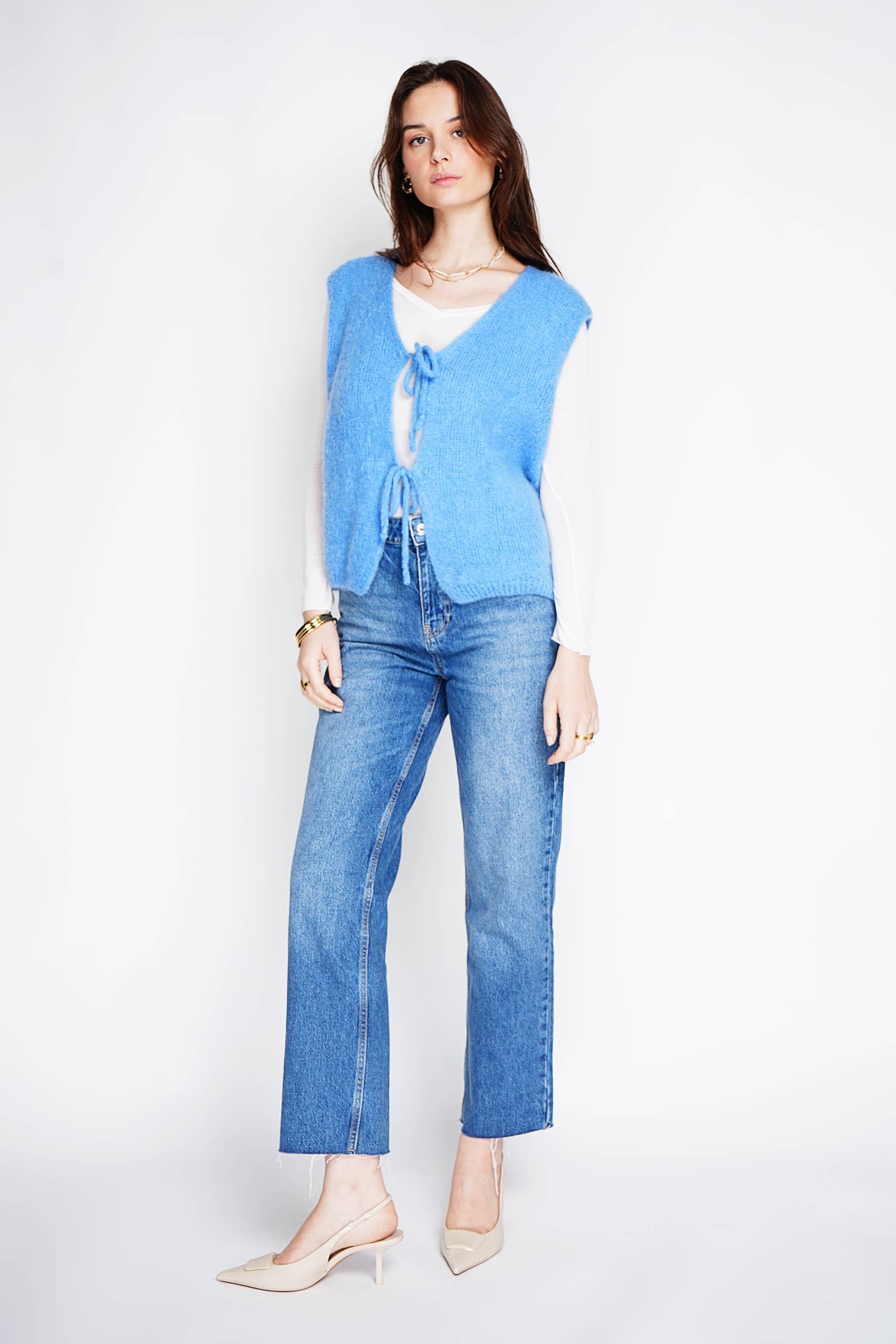 NOELINE - Vente Pull en maille – femme - Gilet en mohair et laine 76772