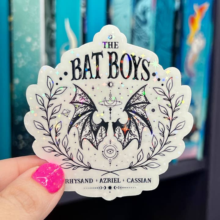 ACOTAR Bat Boys Rhysand Azirel Cassian Holographic Sticker for wholesale by FatedFiction