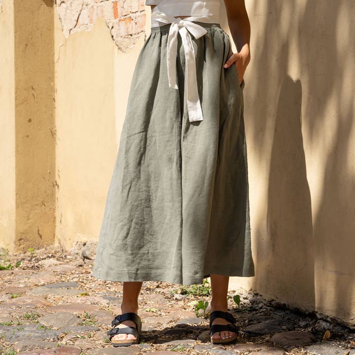 menique - Wholesale Skirt - Women's - Linen Maxi Skirt Sophia - A Line Flowy Maxi Summer Skirt6
