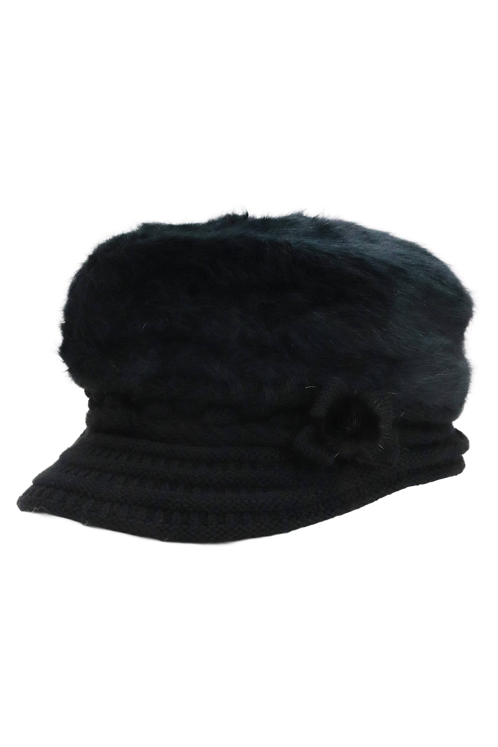 ASSORTED Vegan Angora Fur Flower Knitted Fiddler Cap for wholesale on Faire7