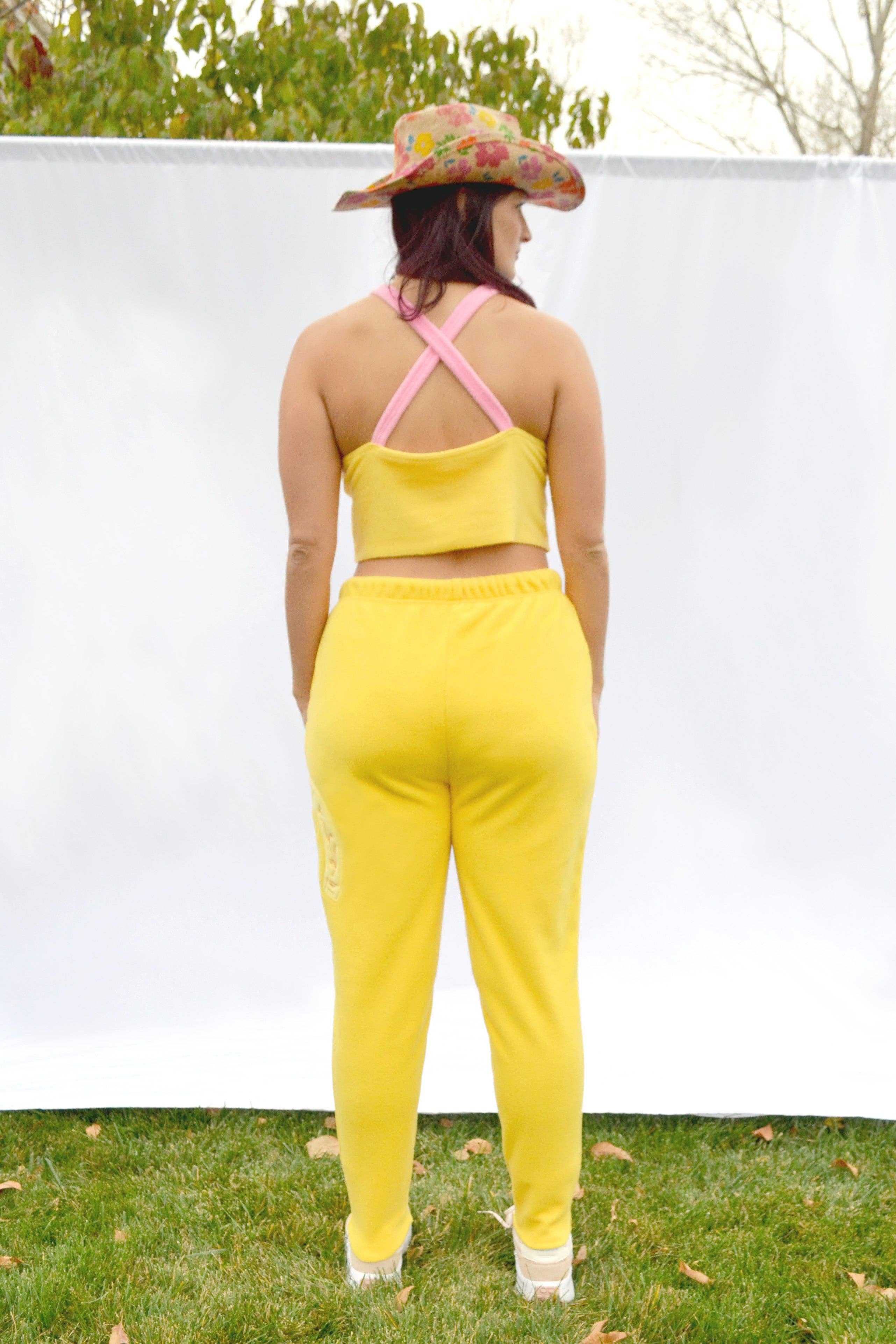 Fleece Lucky Joggers in Daffodil for wholesale on Faire5