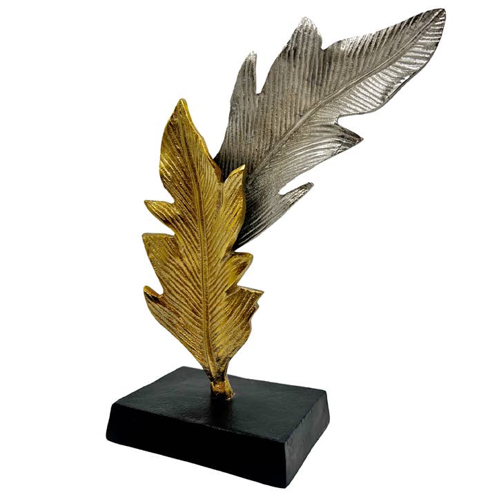 12" High Decorative Modern Art Leaf Aluminum Sculpture for wholesale by 2626 Designs
