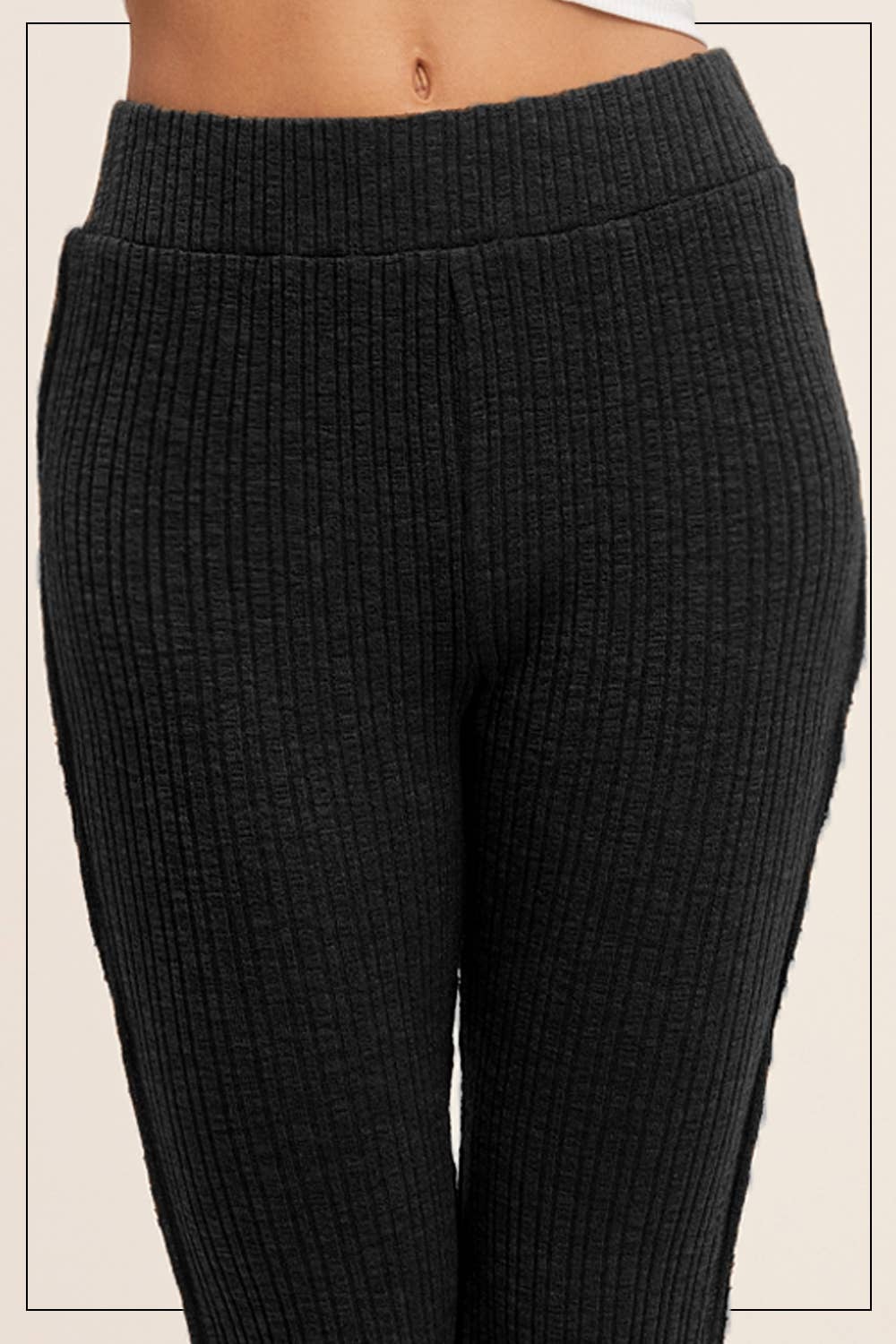 La Miel - Wholesale Lounge Sweatpants/Joggers - Women's - JAP4174-Basic Ribbed Fitted Silhouette Loungewear Pants9