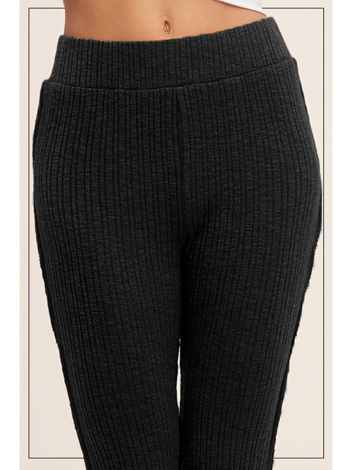 La Miel - Wholesale Lounge Sweatpants/Joggers - Women's - JAP4174-Basic Ribbed Fitted Silhouette Loungewear Pants9