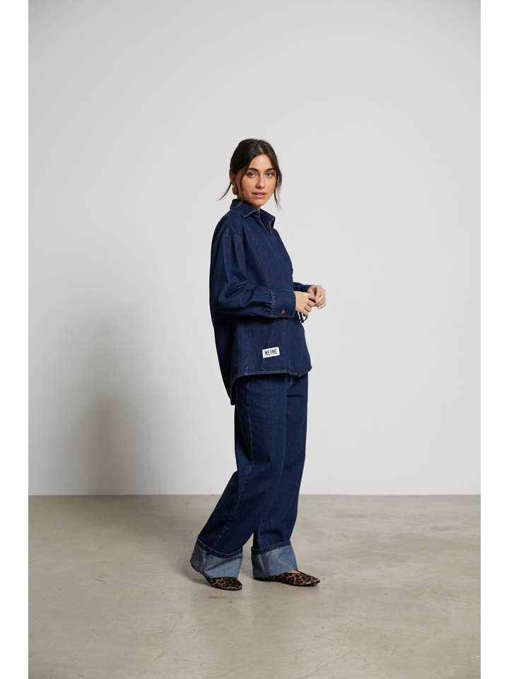 MEYME - Venta al por mayor Camisa con botones - Mujer - Camisa Denim cruzada Romy