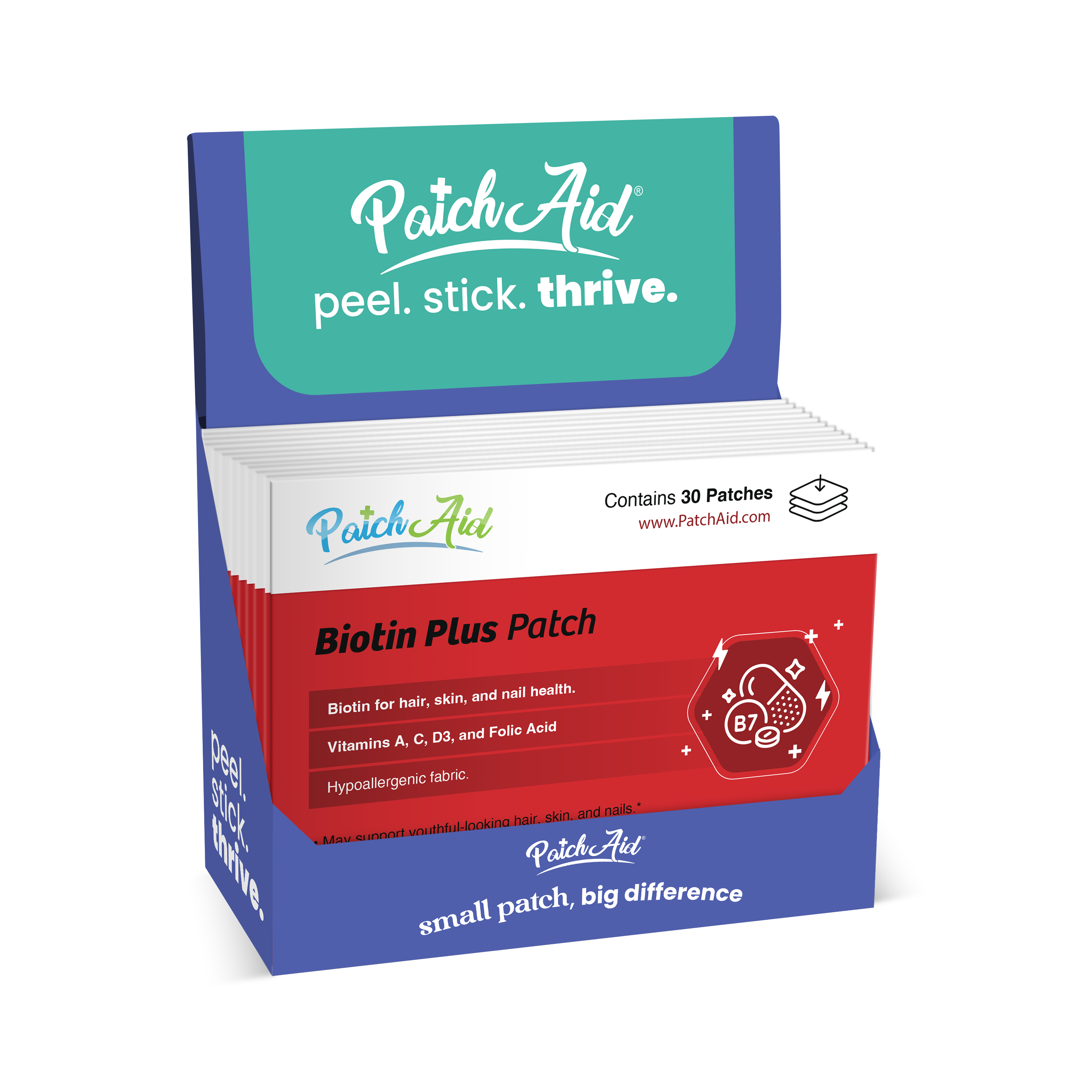 PatchAid - Wholesale Oral Supplement/Vitamin - Biotin Plus Vitamin Patch - Hair, Skin, and Nails Support 0