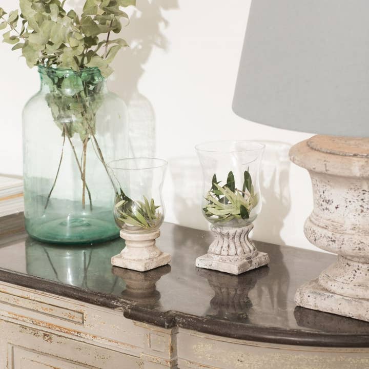 Birkdale Small Scalloped Stone Hurricane for wholesale by One World