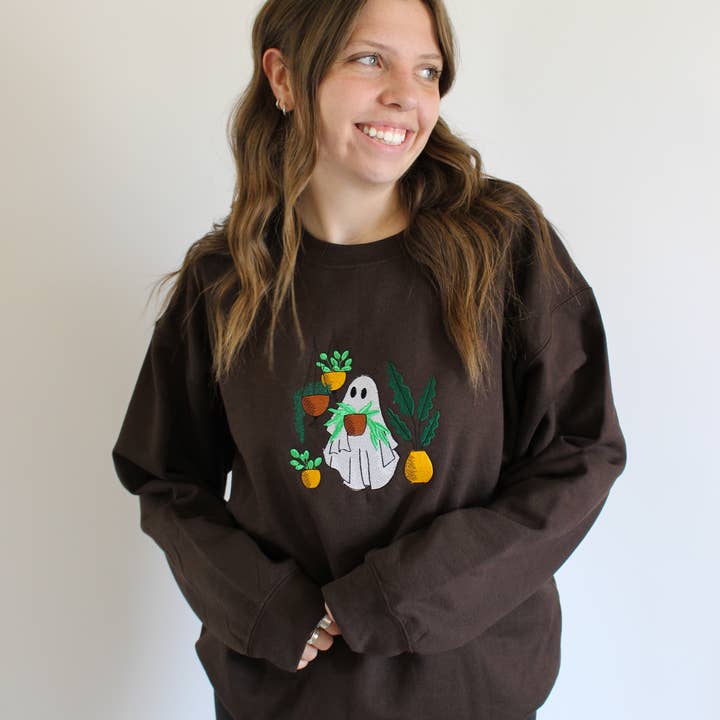 SewGenesis - Wholesale Sweatshirt - Women's - Plant Lover Ghost Embroidered Crewneck1