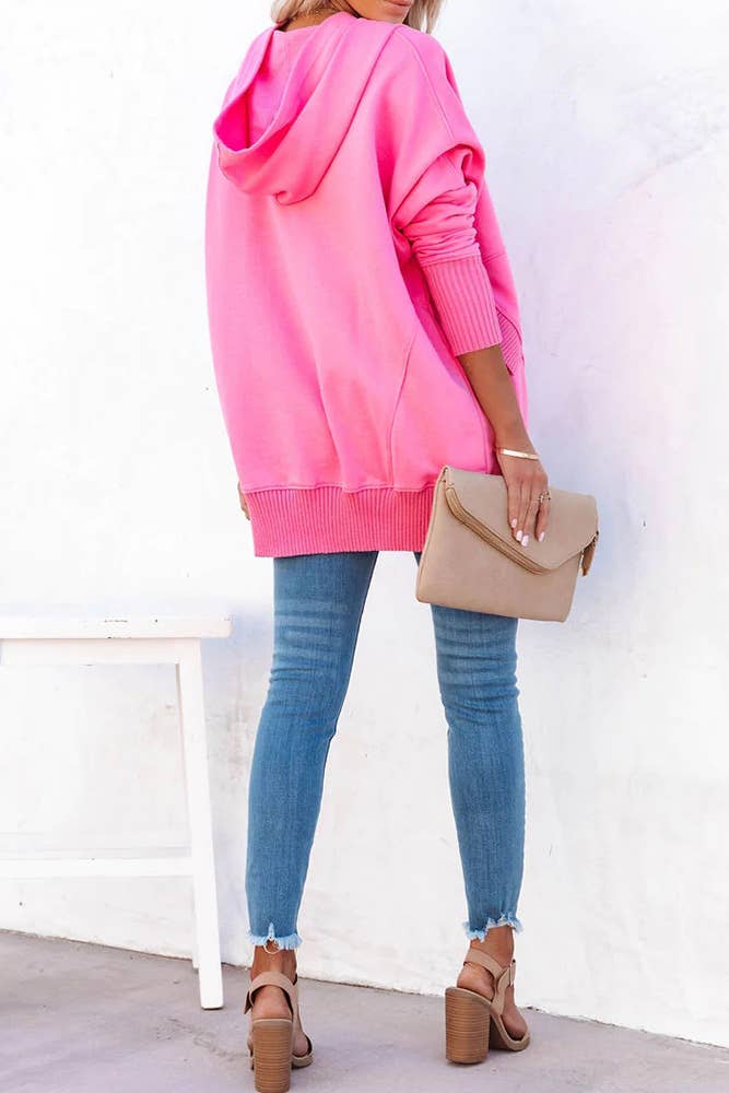 UNISHE – wholesale Hoodie – Women's – Plain Snap Button Oversize Hoodies CY12112