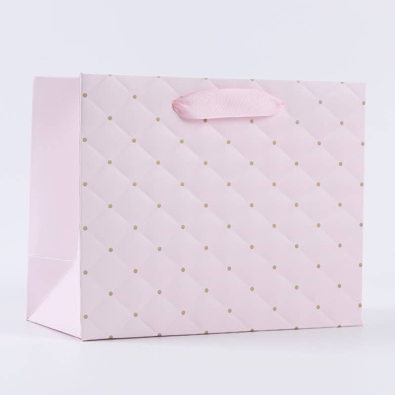 ByHome – wholesale Gift bag – 12pcs, 2 sizes Pink dot wavy surface gift bag w/ free tissue0