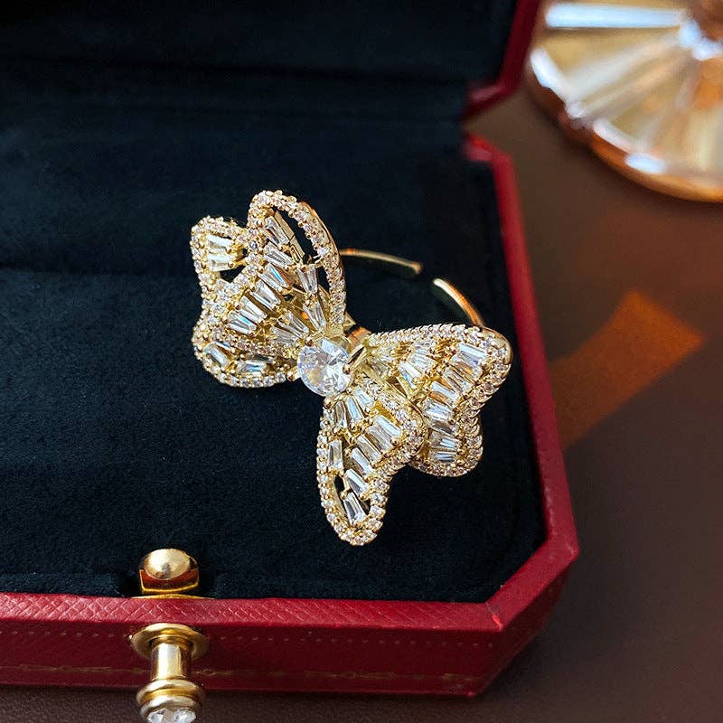 Ole - Wholesale Cocktail/Statement Ring - Butterfly Alloy Cubic Zirconia Ring R26634