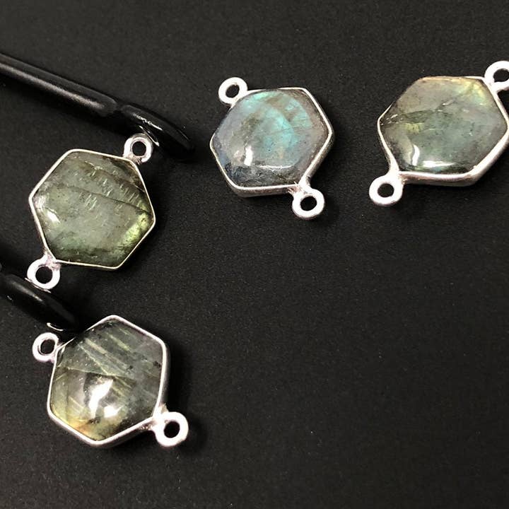 4 stk labradorit ædelsten sterlingsølv stik, engros smykker resultater for smykker gør, Briolette stik, 19.5x12mm for engroshandel hos Akstar Gems