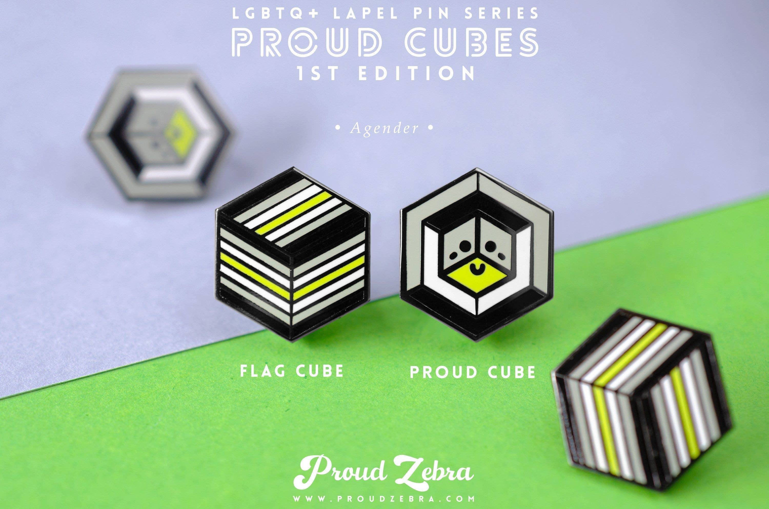 Proud Zebra - Venta al por mayor Botón/prendedor - Agender Flag - Pin de cubo orgulloso1