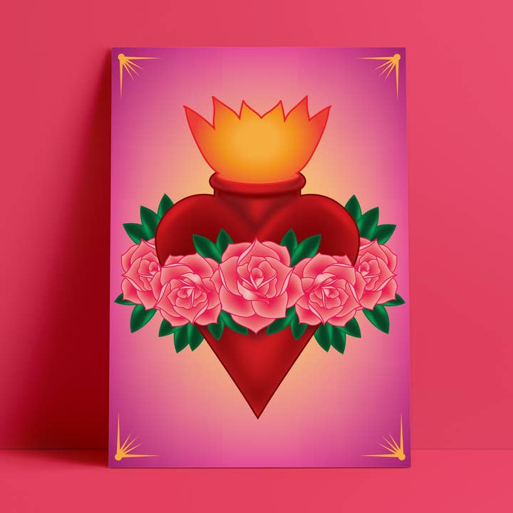 Corazon Sagrado – 8.5 x11 Wall Art Print | Latina Owned Shop for wholesale by Con Ganas Collective