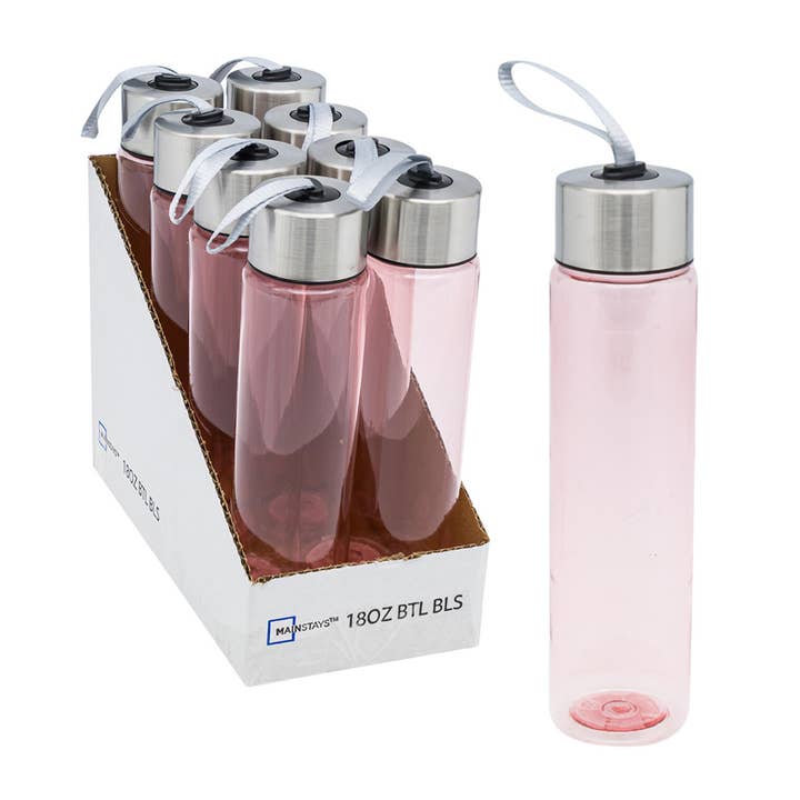 Vattenflaska 18 oz Rosa med rostfritt stål lock för wholesale av Deluxe Import Trading