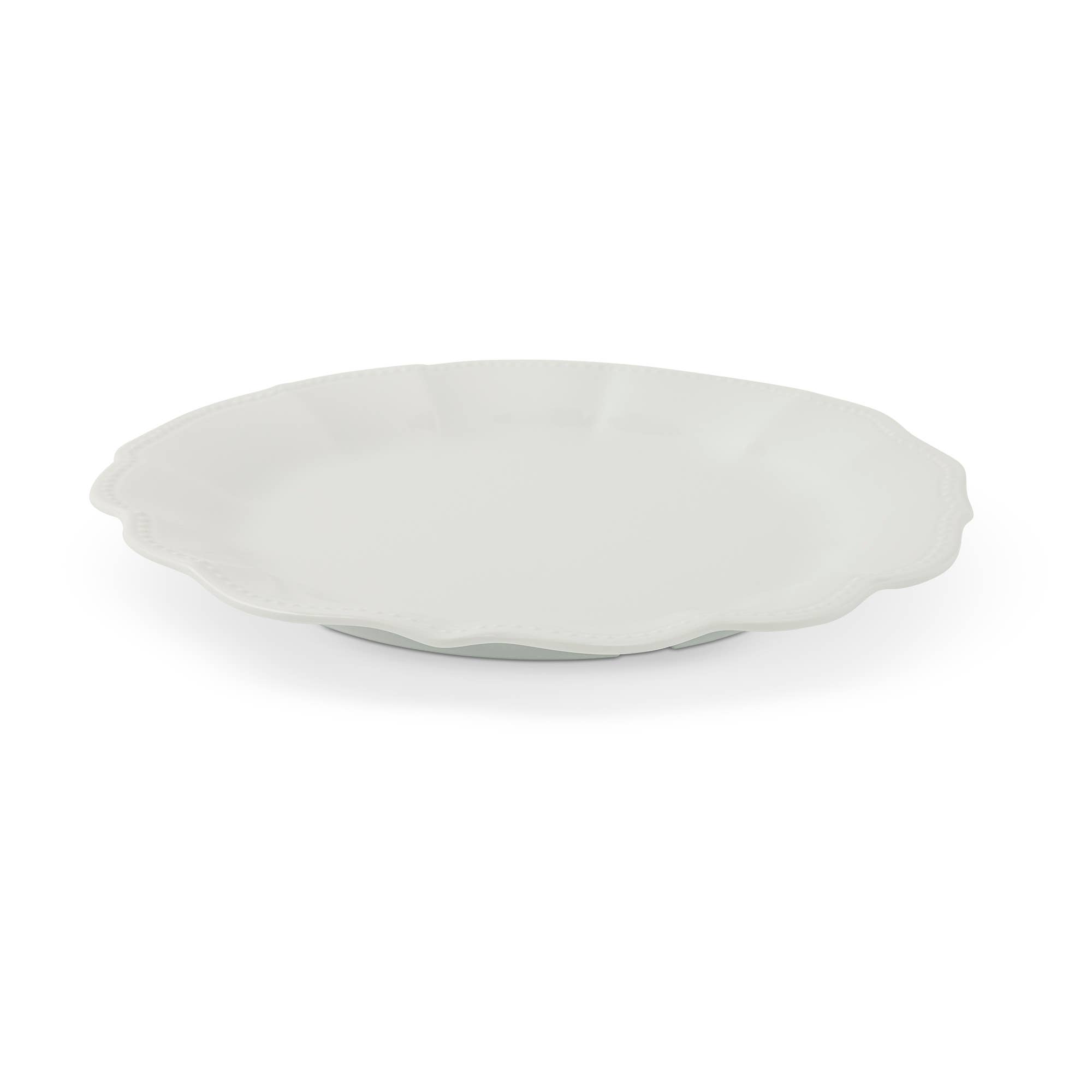 Core Home - Vente Assiette - Lot de 4 assiettes à dîner en mélamine à bordure à volants à pois - Blanc1