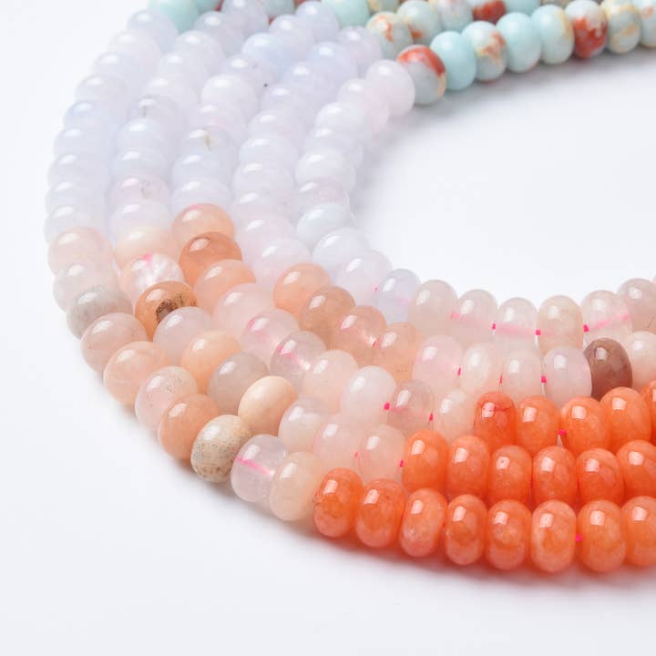 Cuentas Rondelle de Jaspe Aqua Terra Multicolor 5x8mm GRN502 para venta al por mayor de Beads Creation