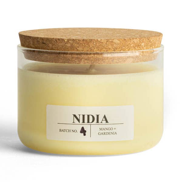 Locally Poured U.S. Soy Candle- 4 Ounce: Mango + Gardenia for wholesale by Nidia Candles