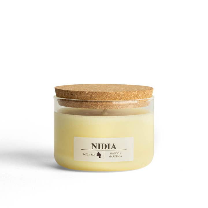 Locally Poured U.S. Soy Candle- 4 Ounce: Mango + Gardenia for wholesale by Nidia Candles