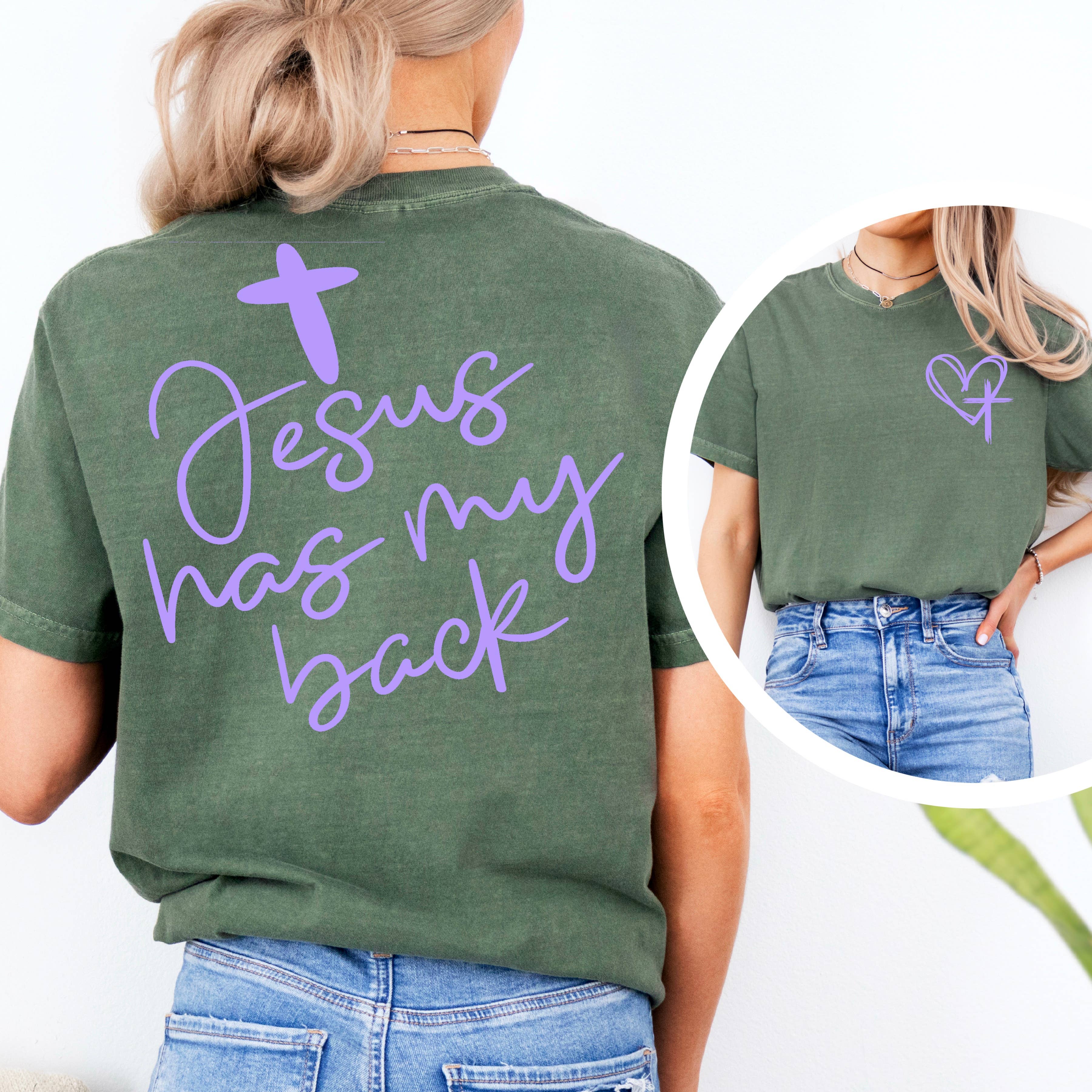 Shoppe SHC – wholesale T-shirt med logga - Dam – Jesus har min rygg grafisk t-shirt | Comfort Colors6