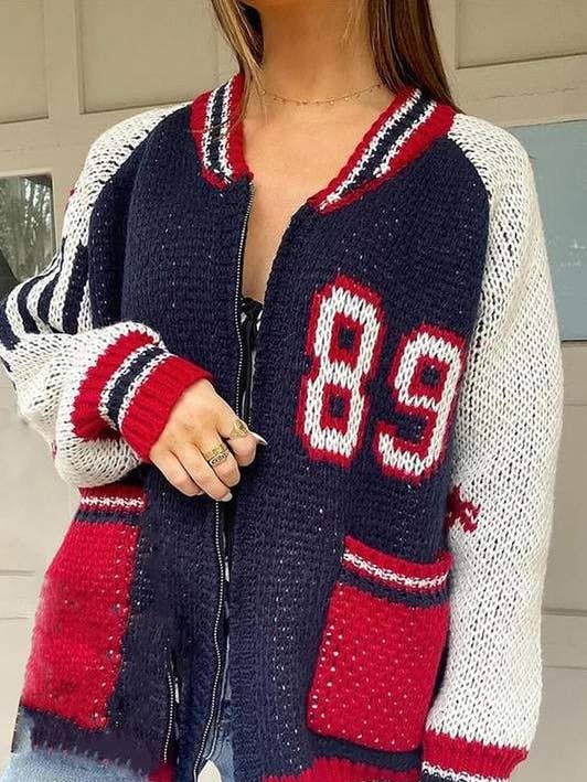 Retro-College-Strickjacke für den Großhandel von Fashion Combination