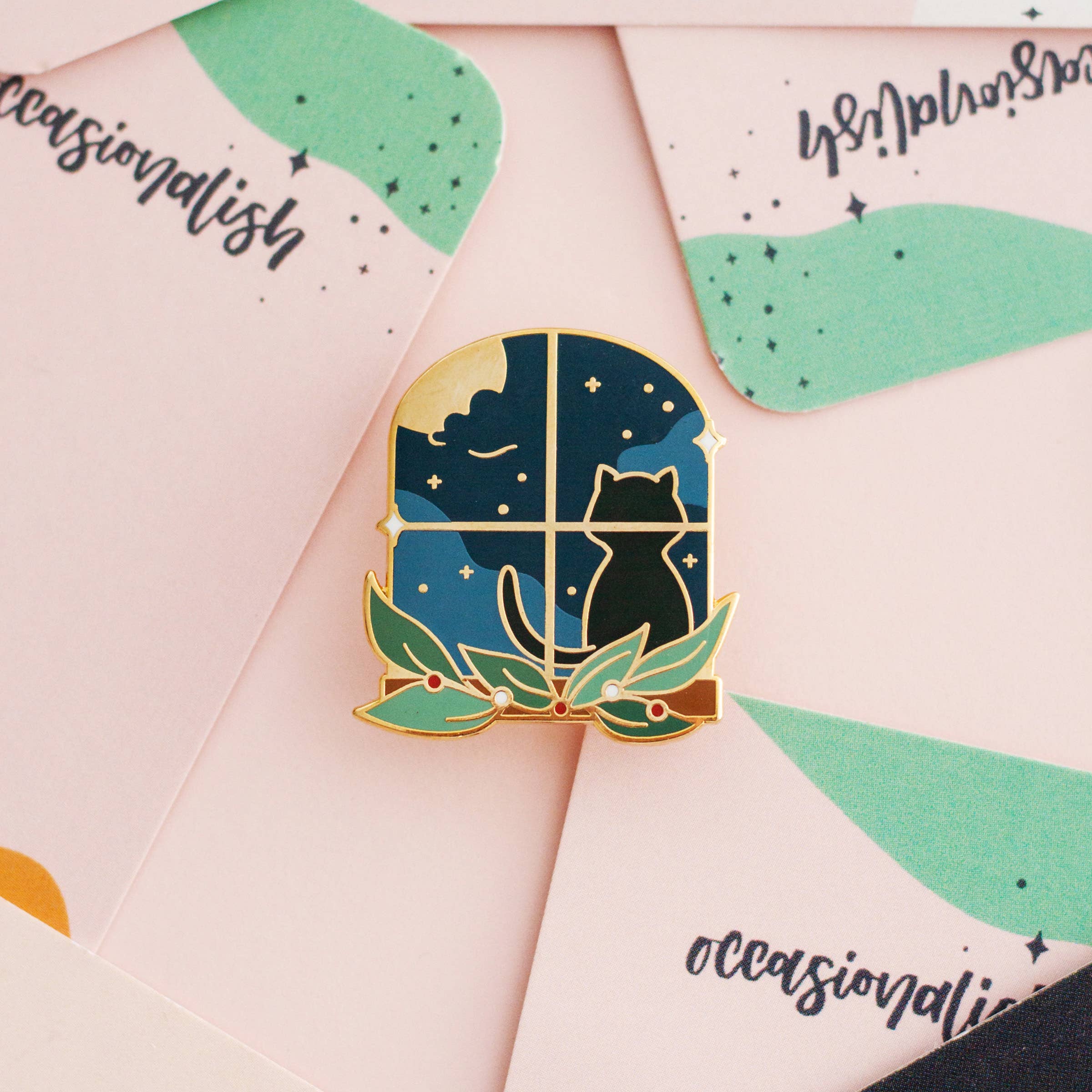 Occasionalish - Wholesale Lapel Pin/Button - Cat Window Enamel Pin1
