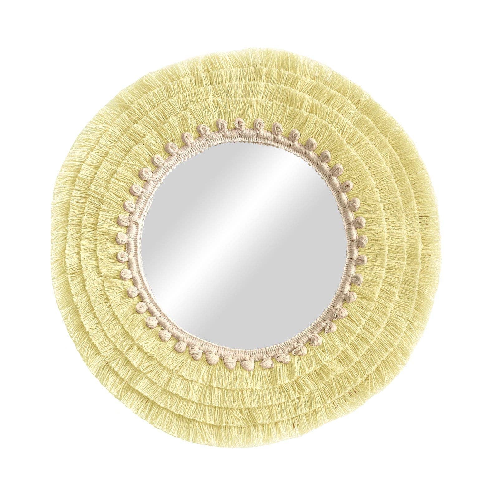 Geometrik Design - Wholesale Wall Stone - Round Wall Mirror With Cotton Fringe Boho Decor4