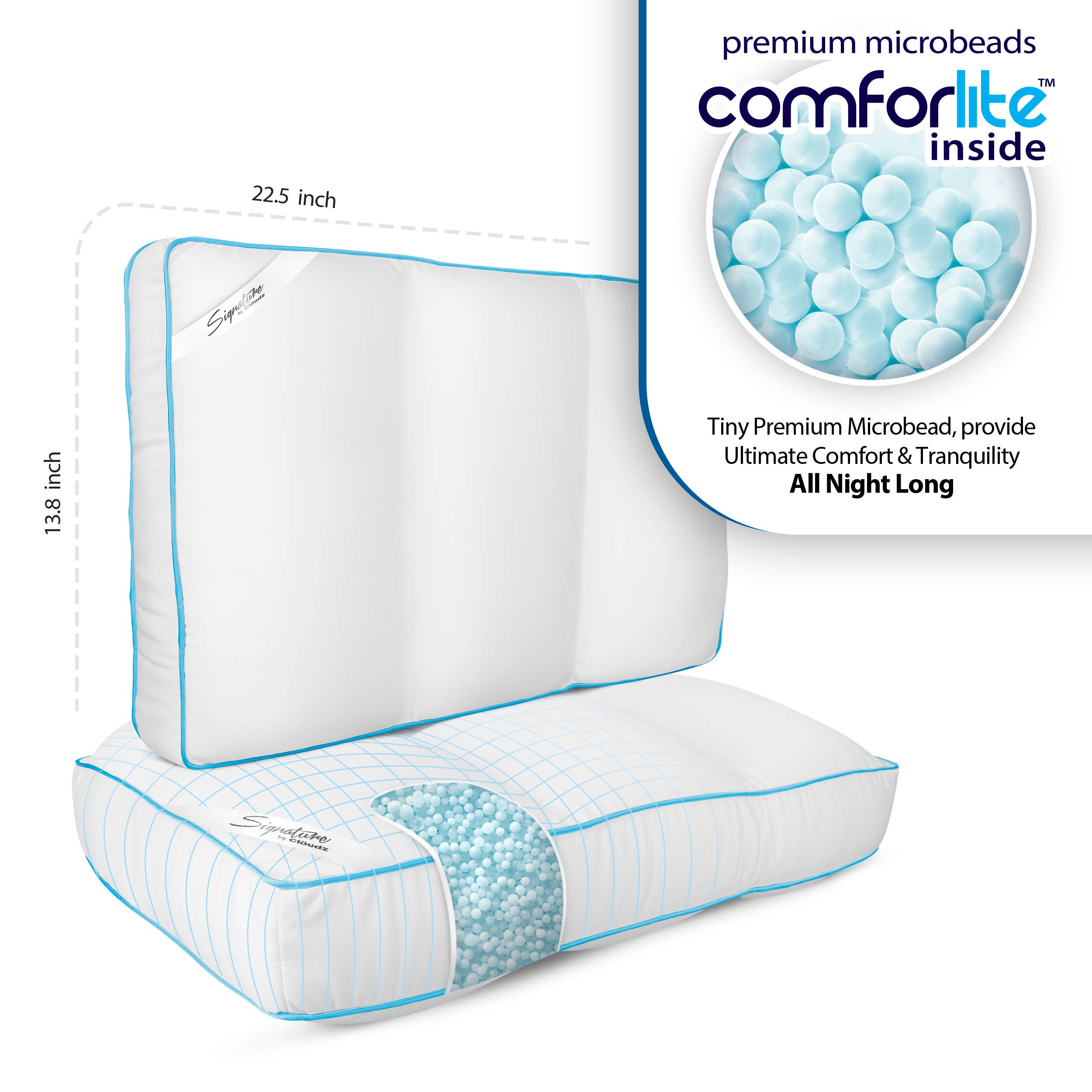 Cloudz - Wholesale Bedding Pillow - Cloudz Signature Premium Hypoallergenic Bed Pillow - White2