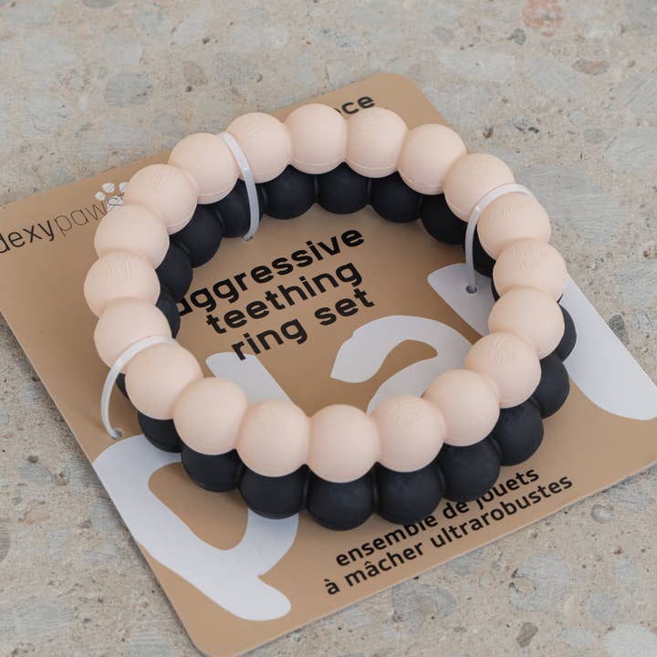 dexypaws - Wholesale Pet Chew Toy - Dog - 2 x Ring Aggressive Chew Toy Set - Nude & Black7