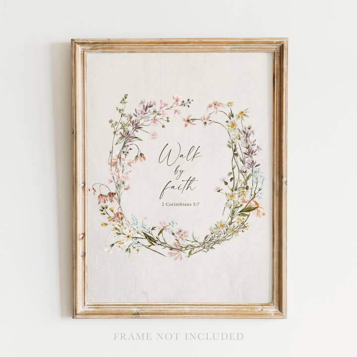 Walk by Faith Blumenkranz Kunstdruck – Christliches Geschenk und Dekor für den Großhandel von Rooted in Truth