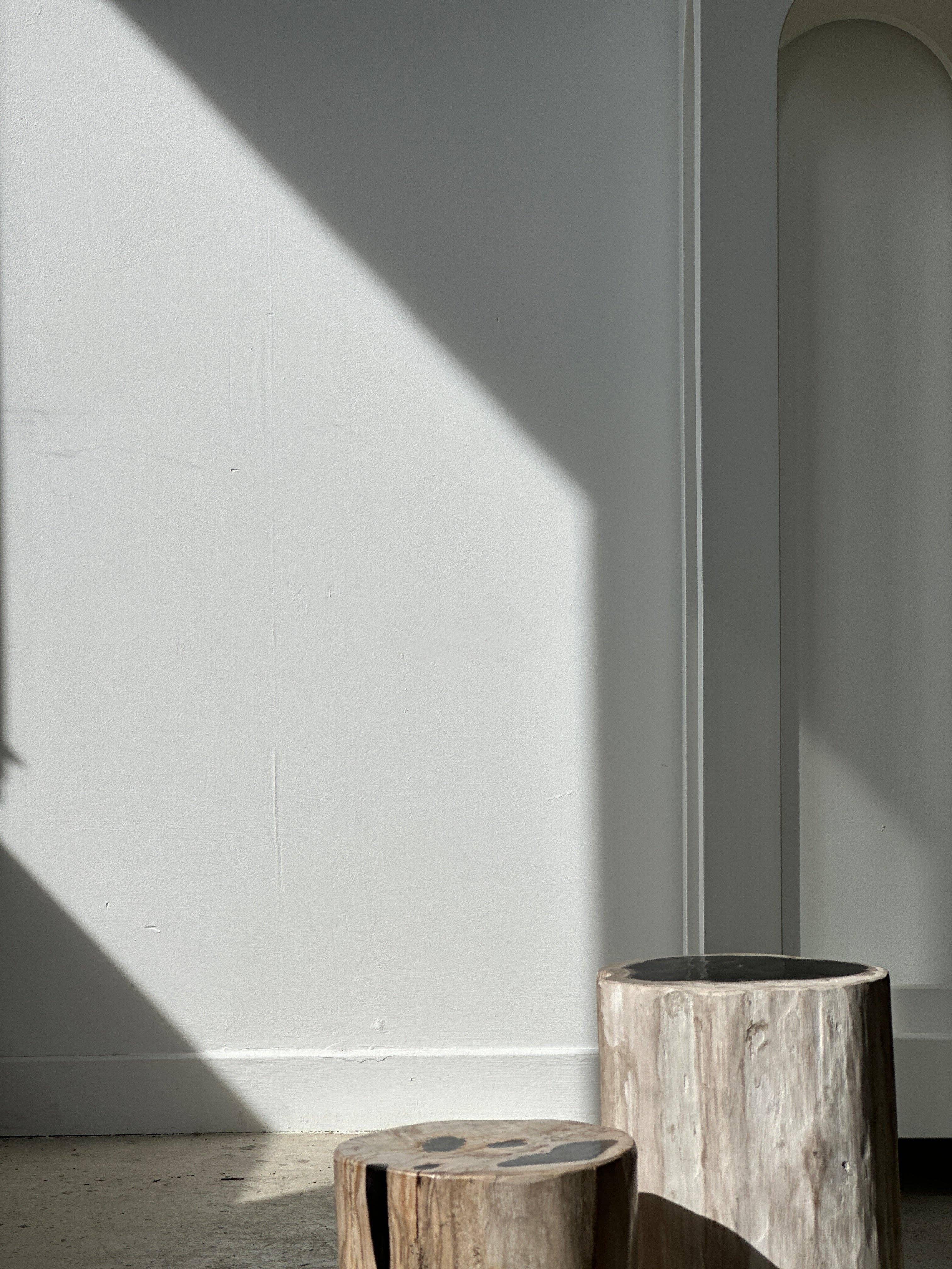 Office Objets - Wholesale Side Table - White petrified wood side table with black spots H:27.5 D:1866
