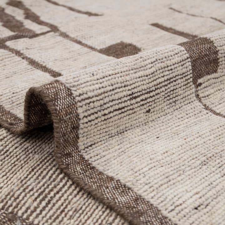 Aesthetic Homes LLC - Wholesale Area Rug - Ivory Brown Boho Moroccan Wool Distressed Rug JC-74341