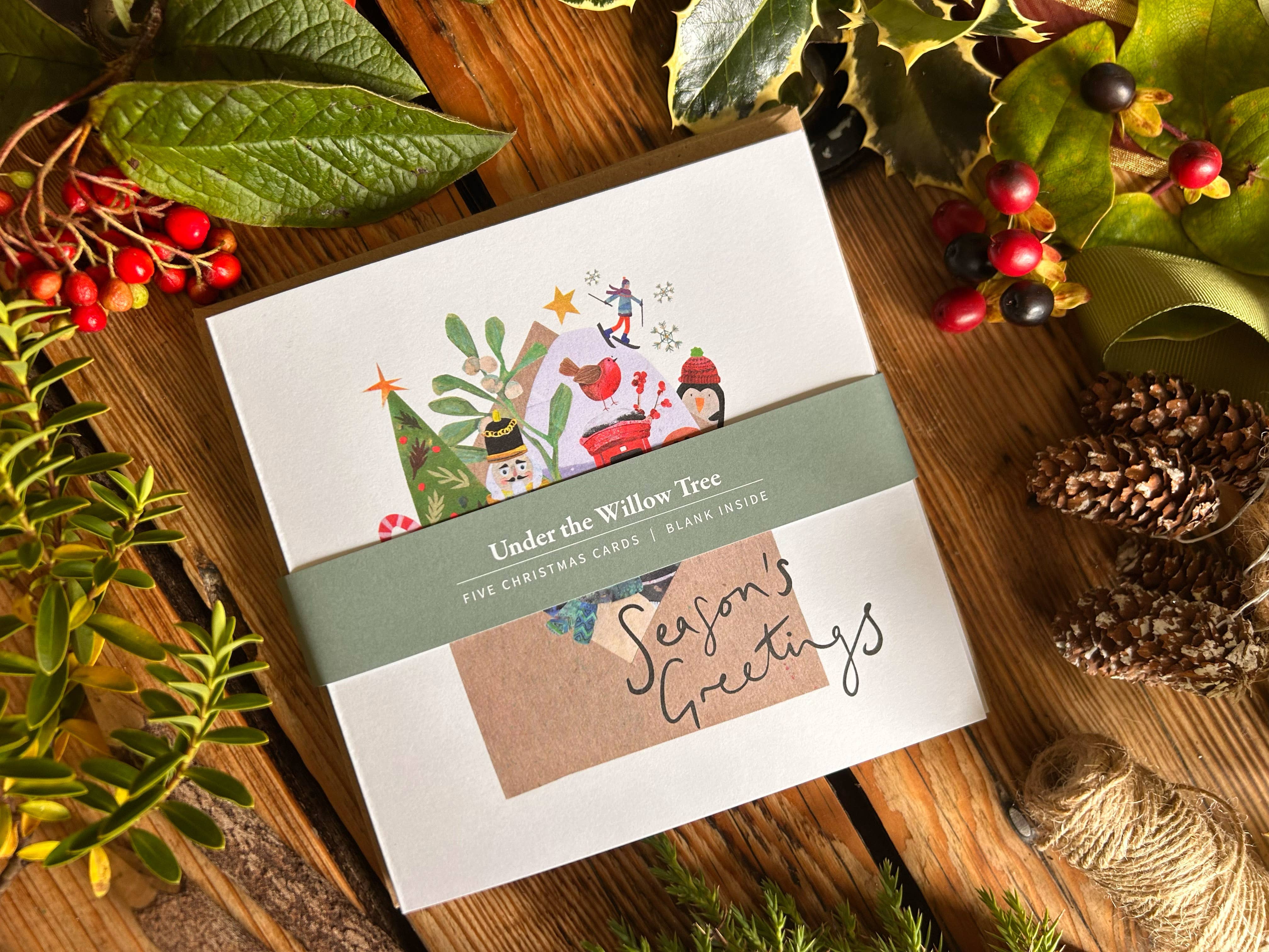 Under the Willow Tree - Wholesale Christmas Card - Christmas card bundle ,5 x Christmas cards,Season's Greeting0
