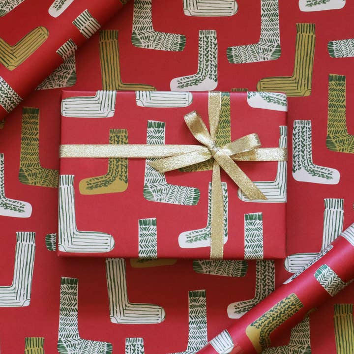 Large Size Christmas Socks Holiday Wrapping Paper for wholesale by REGARO PAPIRO