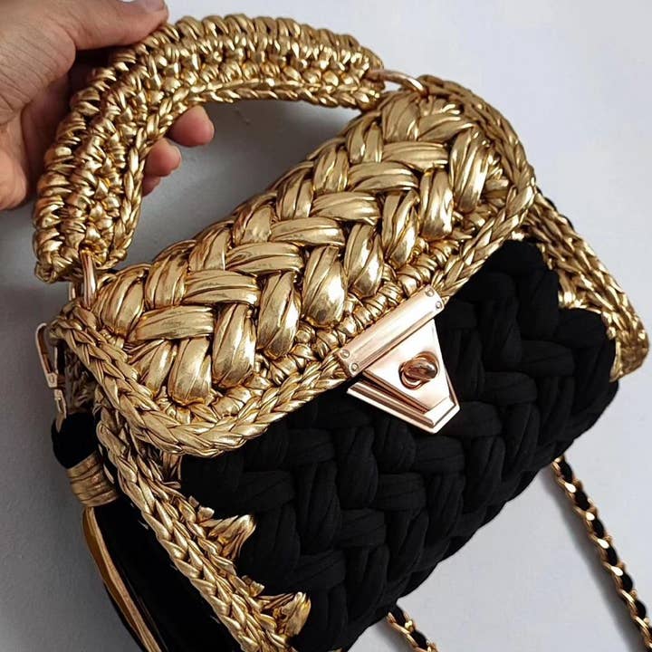 CHQEL - Wholesale Clutch bag – women's - CHQEL Evening Clutch Bag for Women,Handmade Crochet Metallic1