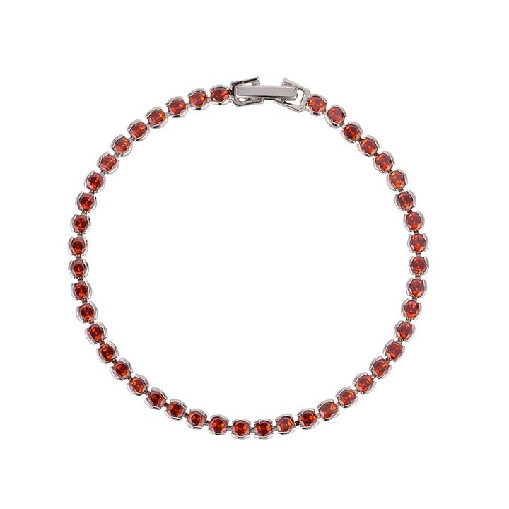 Bracciale da tennis Dakota Garnet per la vendita all'ingrosso da parte di Knight & Day Jewellery