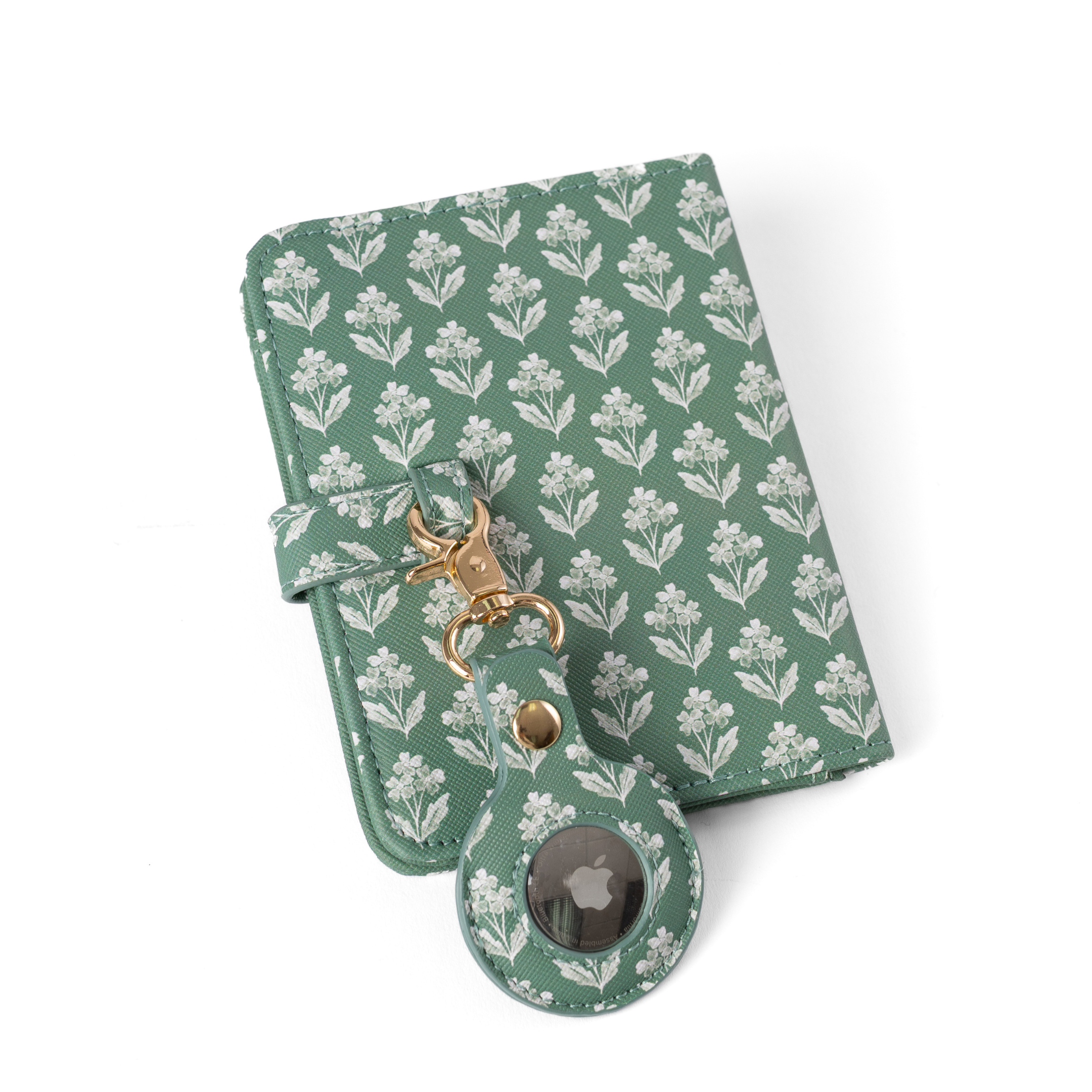 Elyse Breanne Design - Wholesale Passport Case - Women's - Forget Me Nots Sage AirTag Keychain2