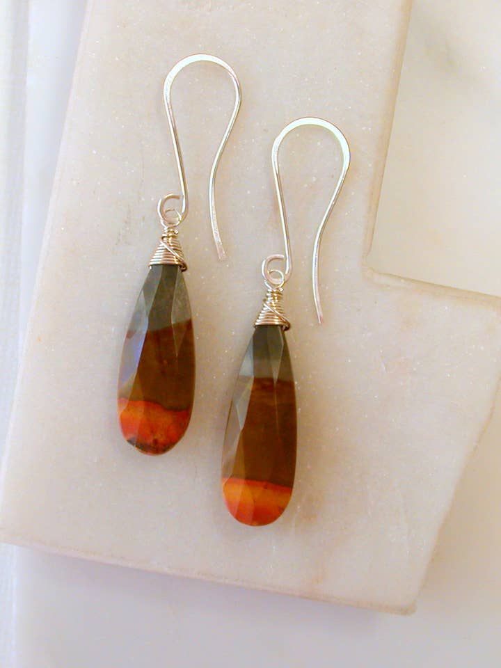Desert Jasper Statement Earrings Sterling silver Gold Fill for wholesale by Linda Trent Jewelry