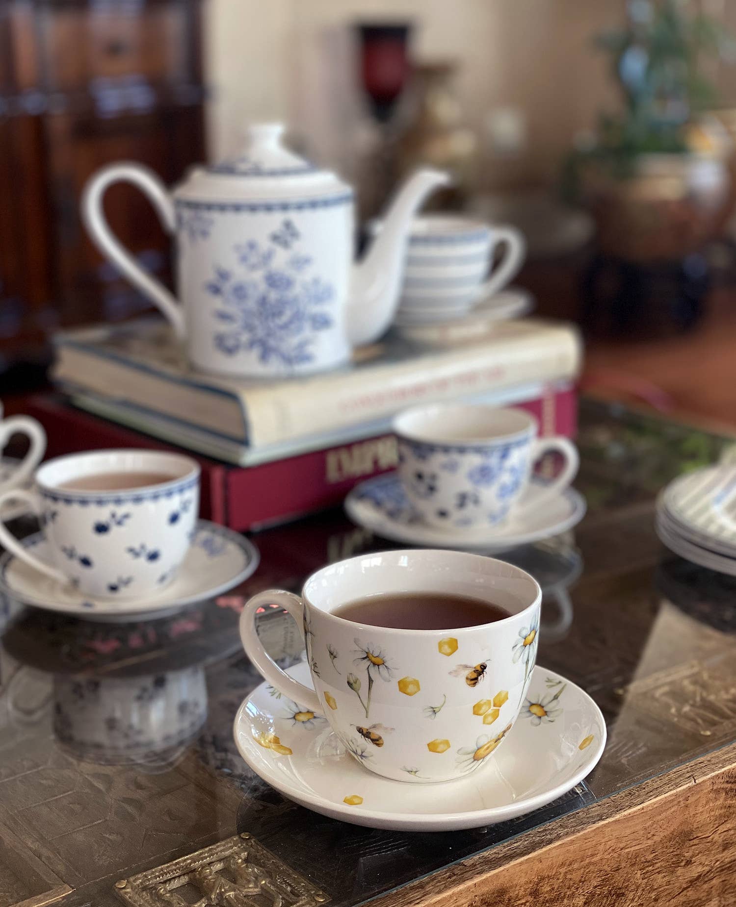 STP - Vente Tasse à café/thé - Tasse à thé en porcelaine avec soucoupe 400ml - Thé au miel4