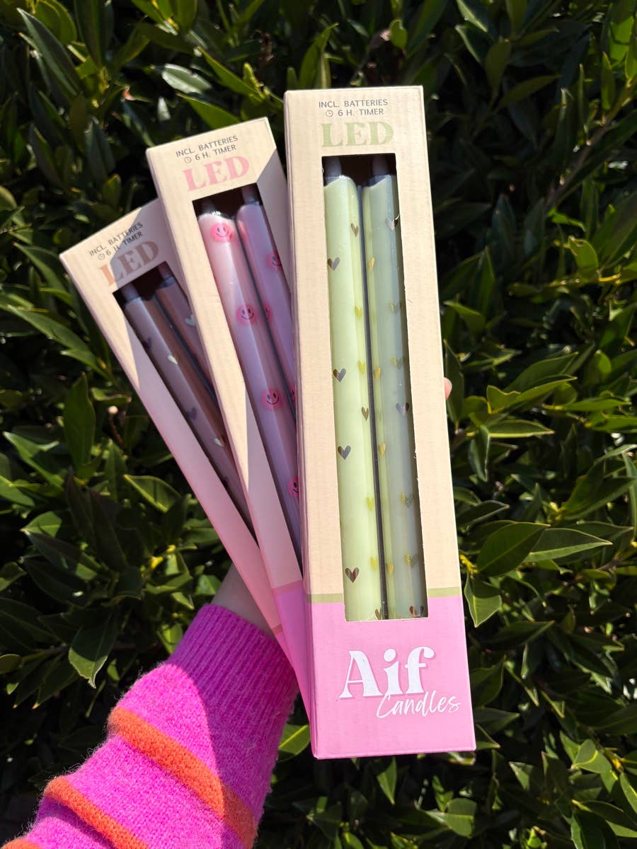 Aifcandles - Wholesale Flameless Candle - LED Pillar Candle Smiley Pink - Set of 27