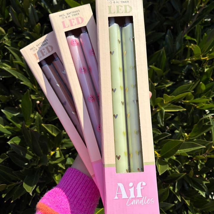 Aifcandles - Vendita all'ingrosso Candela senza fiamma - Candela a Colonna LED Smiley Rosa - Set di 27