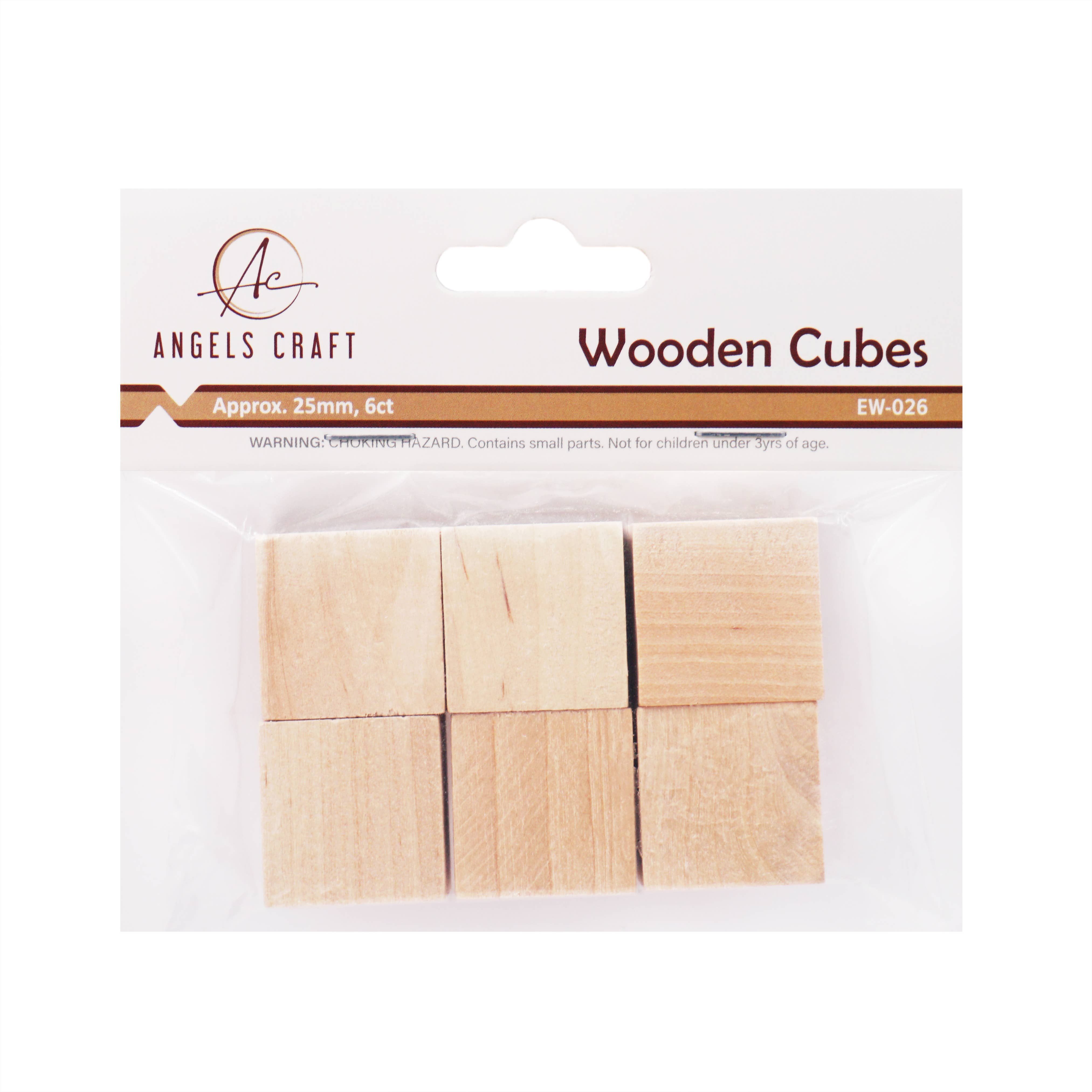 Angels Craft - Wholesale Craft Supplies - Wooden Cubes, 25mm  6-ct1