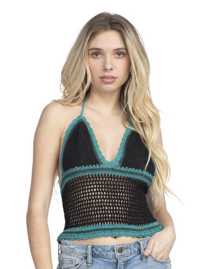 Lakhays Collection Inc. - Wholesale Knit Top - Women's - Tri Color Crochet Halter Top