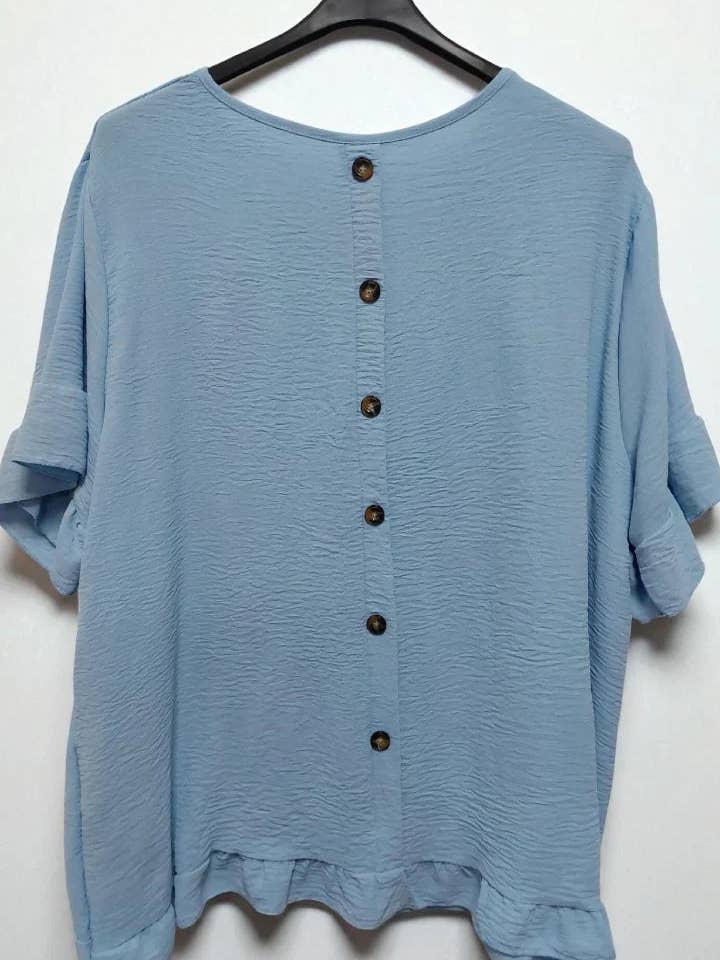 Miss Bold - Vente Chemisier – femme - Haut à manches courtes à volants avec détail de boutons au dos et col rond7