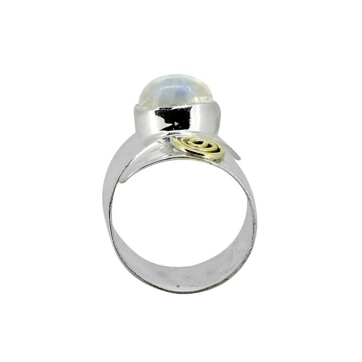 Tiramisu – Engroshandel Statementring – 925 Sterling Sølv Regnbue Månesten Justerbar Ring5