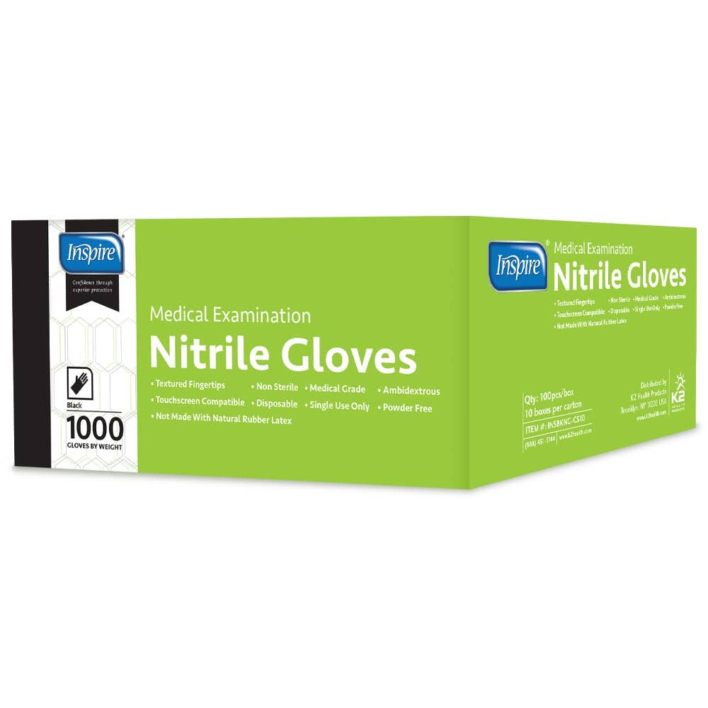 Inspire – wholesale Cleaning gloves – Inspire Black Nitrile Gloves 1000 Count3