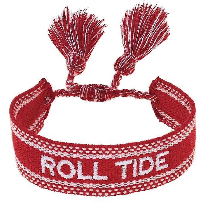 Alabama Crimson Tide Woven Tassel Bracelet in Crimson for wholesale by Canvas Style