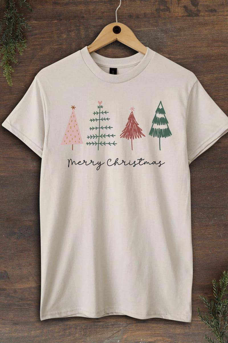 COLORBEAR – Großhandel T-Shirt (Grafikdruck) – Unisex – Schweres Baumwoll-T-Shirt mit Motiv „Merry Christmas Trees“10