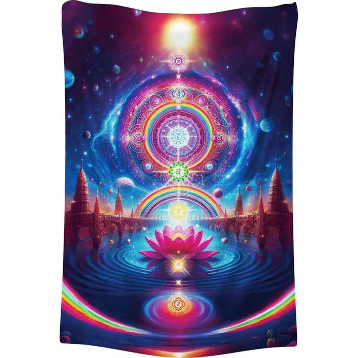 Tapisserie en polyester - Lotus avec mandala chakra (Chacun) pour la vente par Kheops International